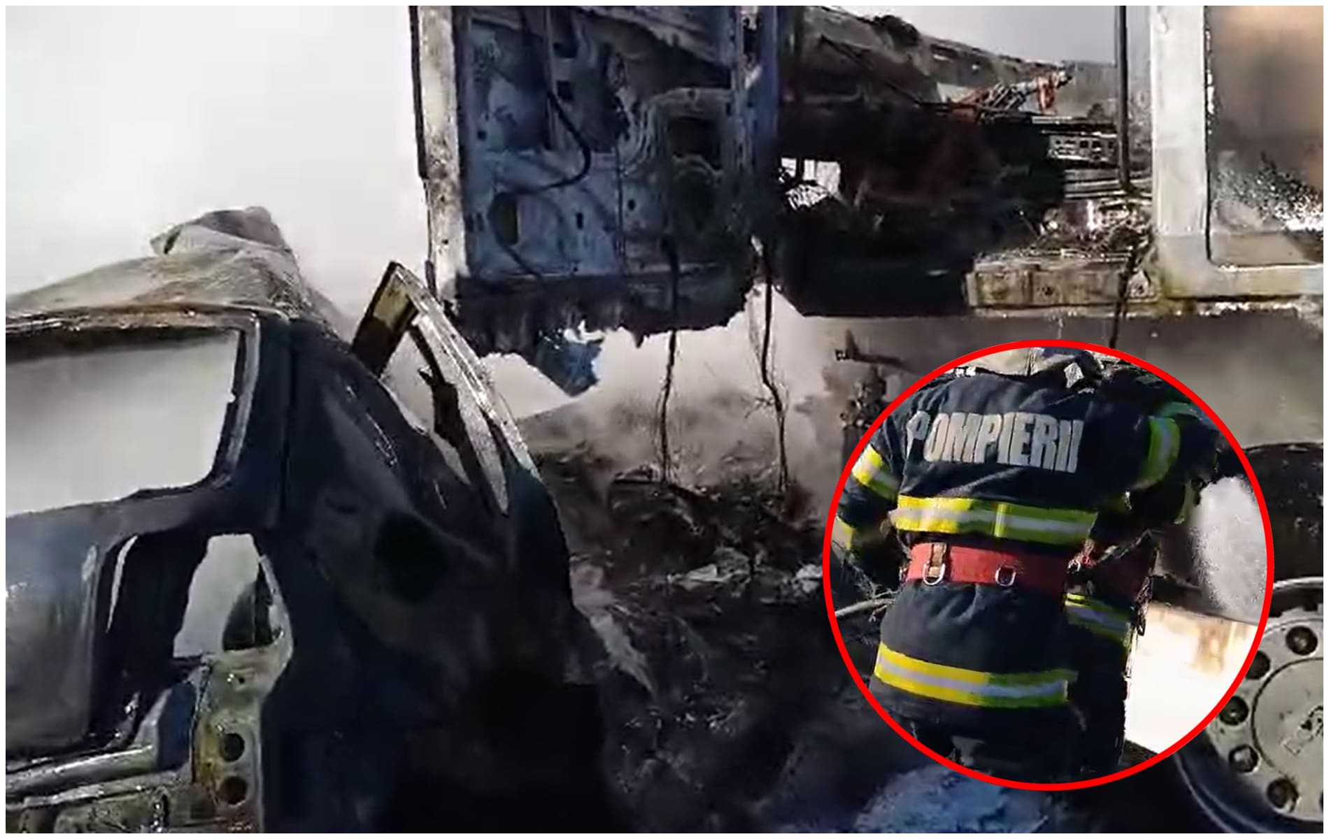 Ciocnire violentă între un TIR și un autoturism la Galați. Doi tineri au murit carbonizați