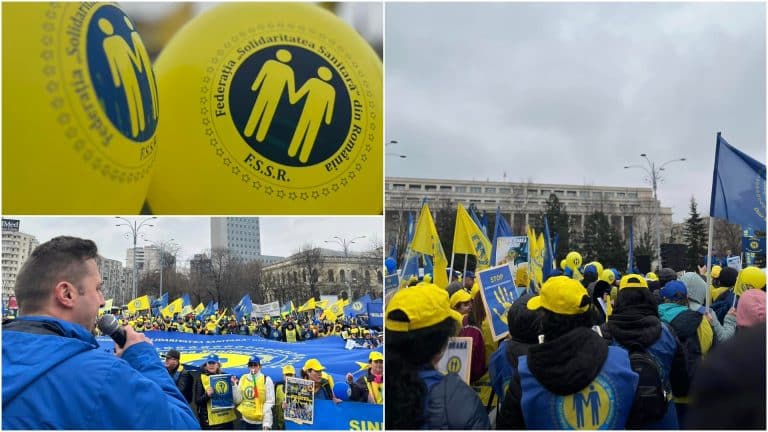 Protest de amploare al angajaţilor din sănătate, în centrul Bucureştiului. Mii de oameni au pornit în marş pe străzile Capitalei
