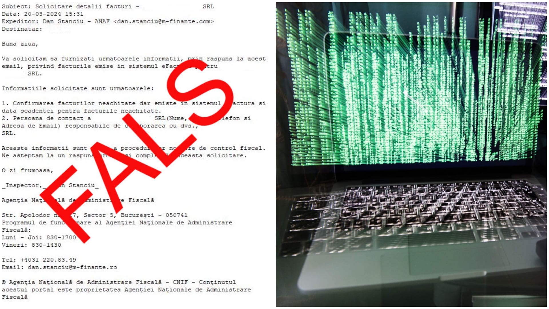 O nouă tentativă de fraudă în numele ANAF. Ce mesaje trimit infractorii din online