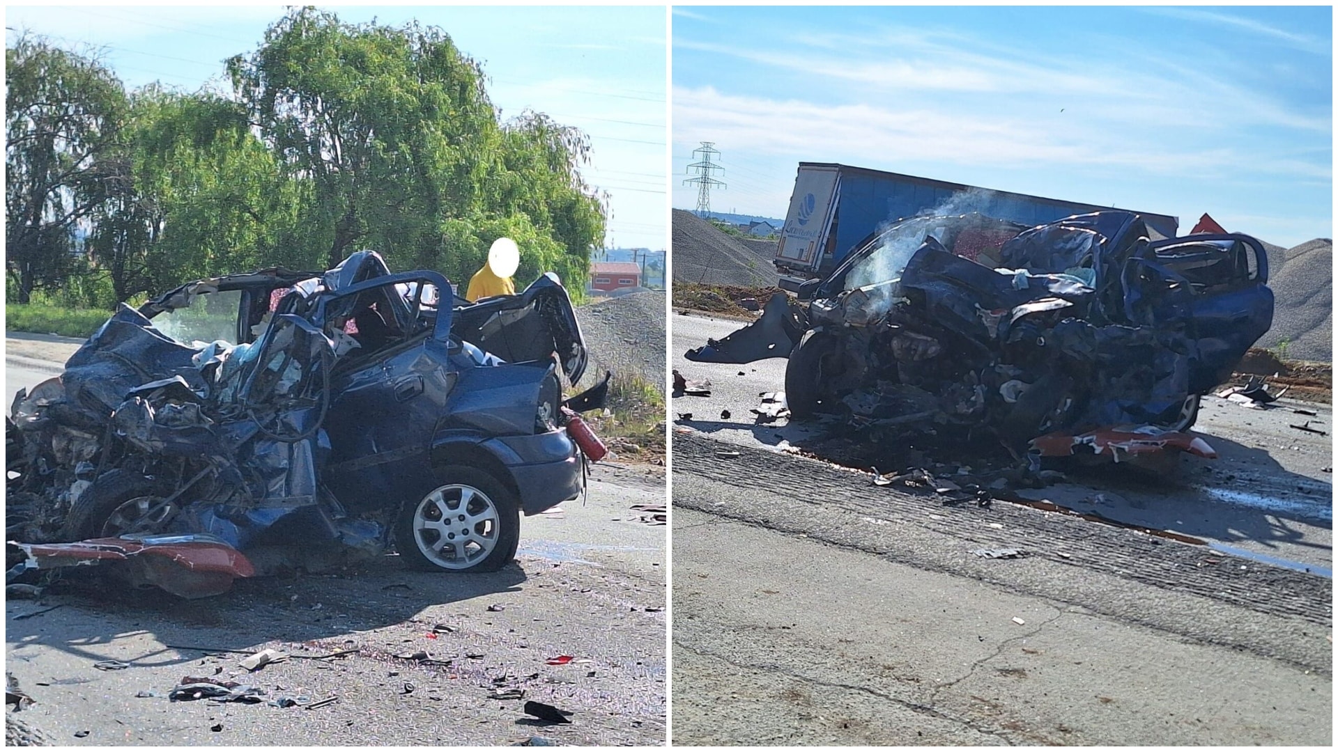 Video. Imagini cumplite după un accident produs în Olt. Tânăr de 20 de ani, mort după ce a intrat în coliziune cu un TIR