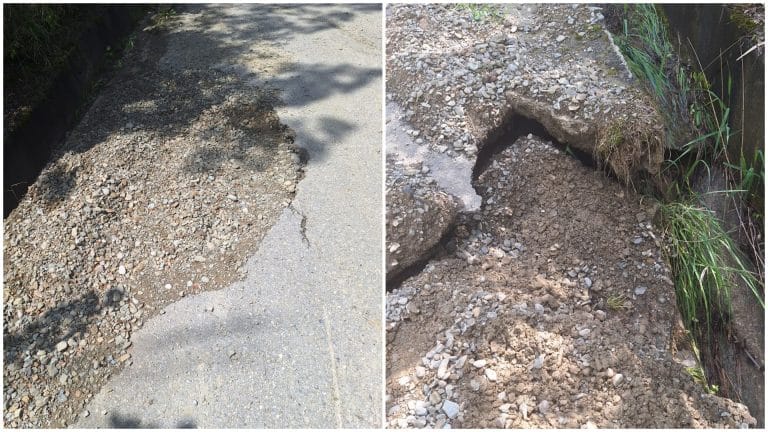 Încă o stradă în pericol de surpare la Slănic. Oamenii sunt speriați după apariția craterelor: ”Teama a pus stăpânire pe noi”