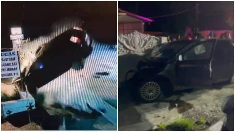 Video. Momentul în care un șofer beat intră cu mașina într-un gard, în Argeș. Și-a ucis prietenul aflat pe scaunul din dreapta