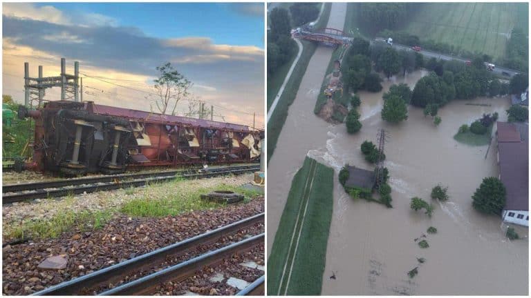 Video. Haos în Italia din cauza unei tornade. Vântul puternic a răsturnat un tren, apele au luat oameni, poduri și case