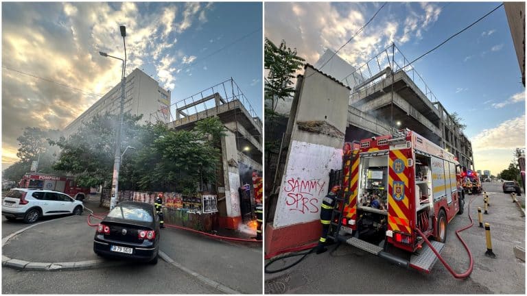 Incendiu puternic la o clădire dezafectată din Sectorul 2 al Capitalei. Pompierii au intervenit de urgență