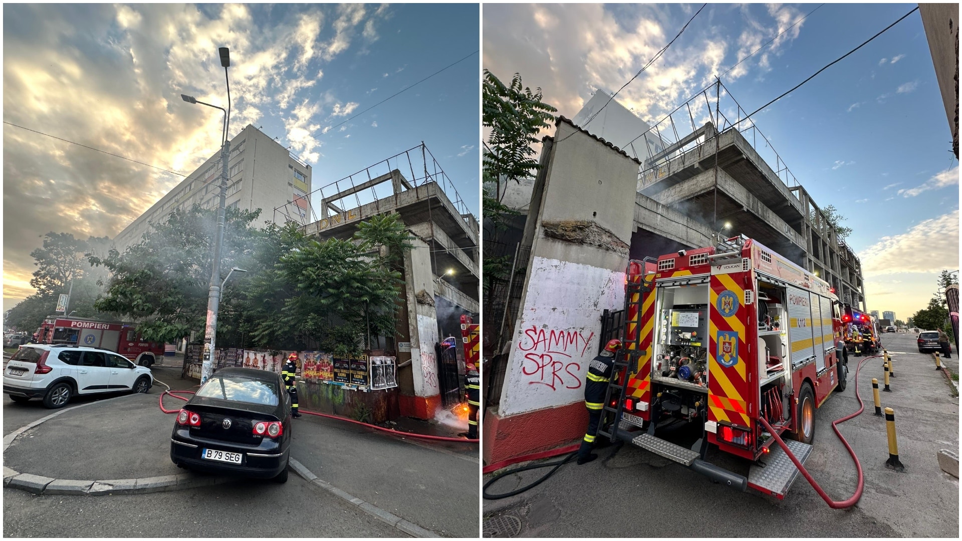 Incendiu puternic la o clădire dezafectată din Sectorul 2 al Capitalei. Pompierii au intervenit de urgență