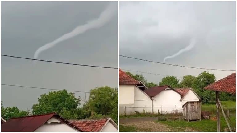 Fenomen similar unei tornade, în România. Unde au fost surprinse imaginile inedite