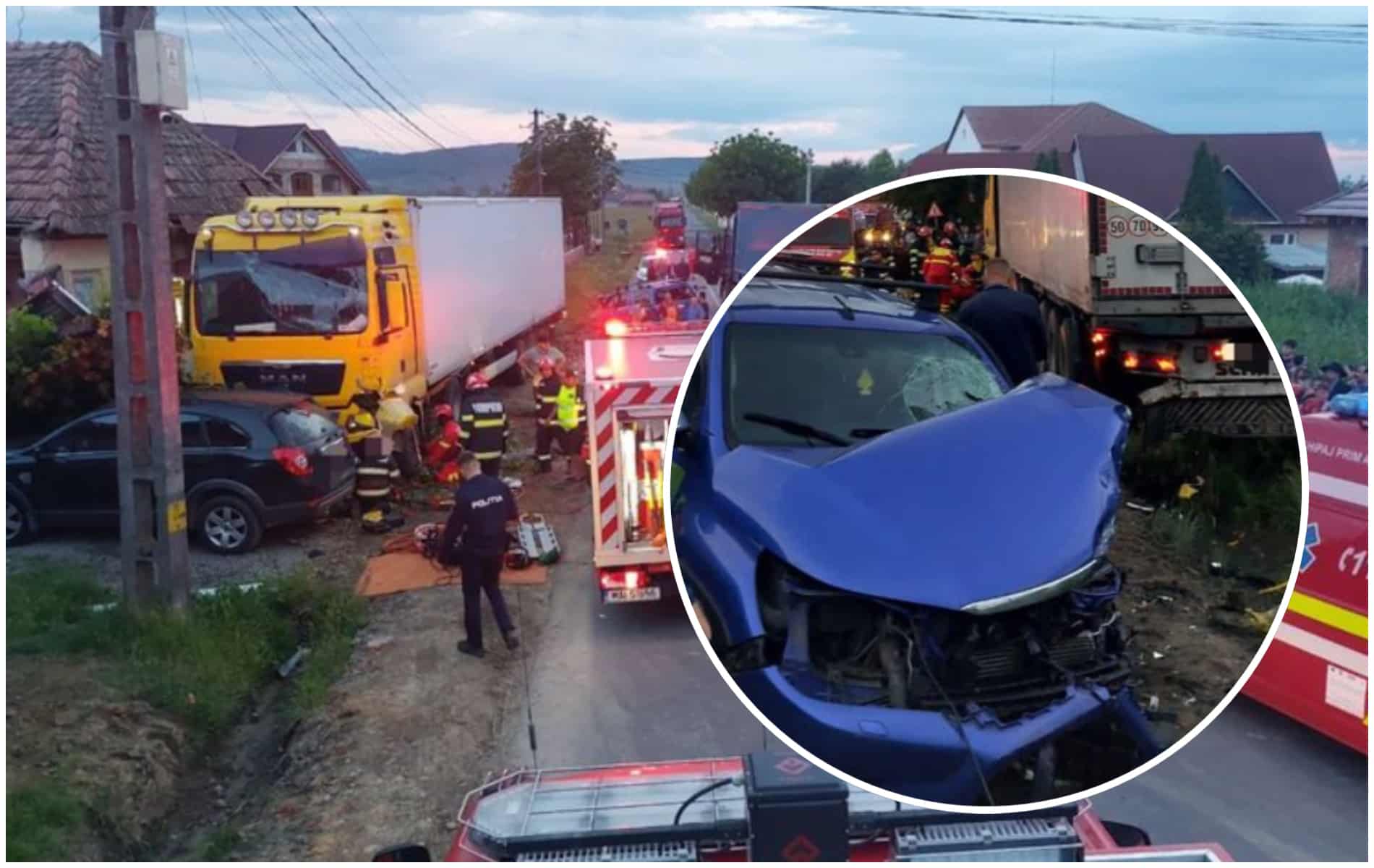 Accident grav în Mureș, opt persoane au fost rănite. La fața locului a fost chemat un elicopter SMURD