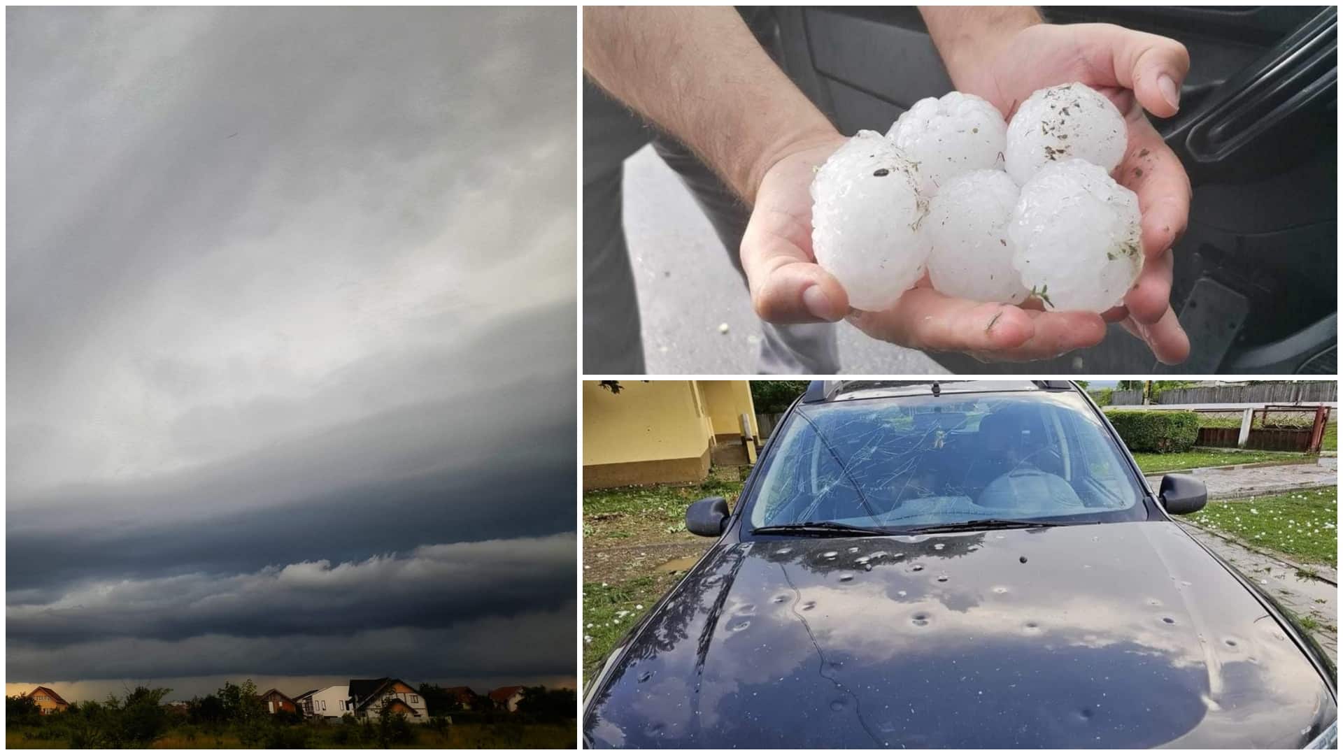 Video. Grindina uriașă a făcut prăpăd în mai multe județe: ”Mai mare ca oul de găină”. Județul lovit de furtuna supercelulară