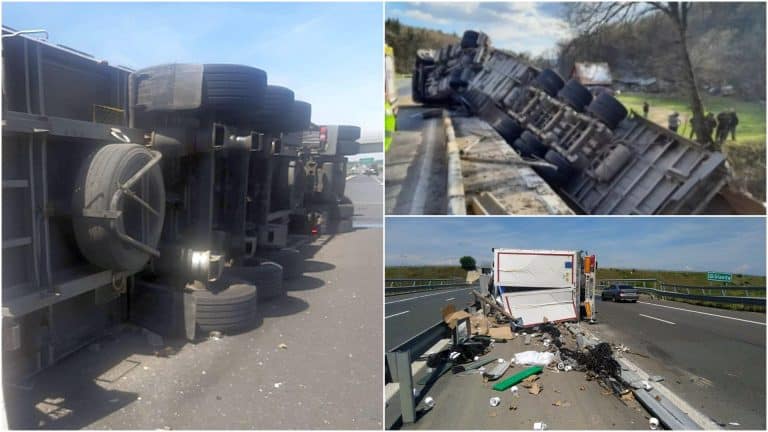 Accident grav între Buzău și Râmnicu Sărat. Două TIR-uri s-au lovit puternic și s-au răsturnat