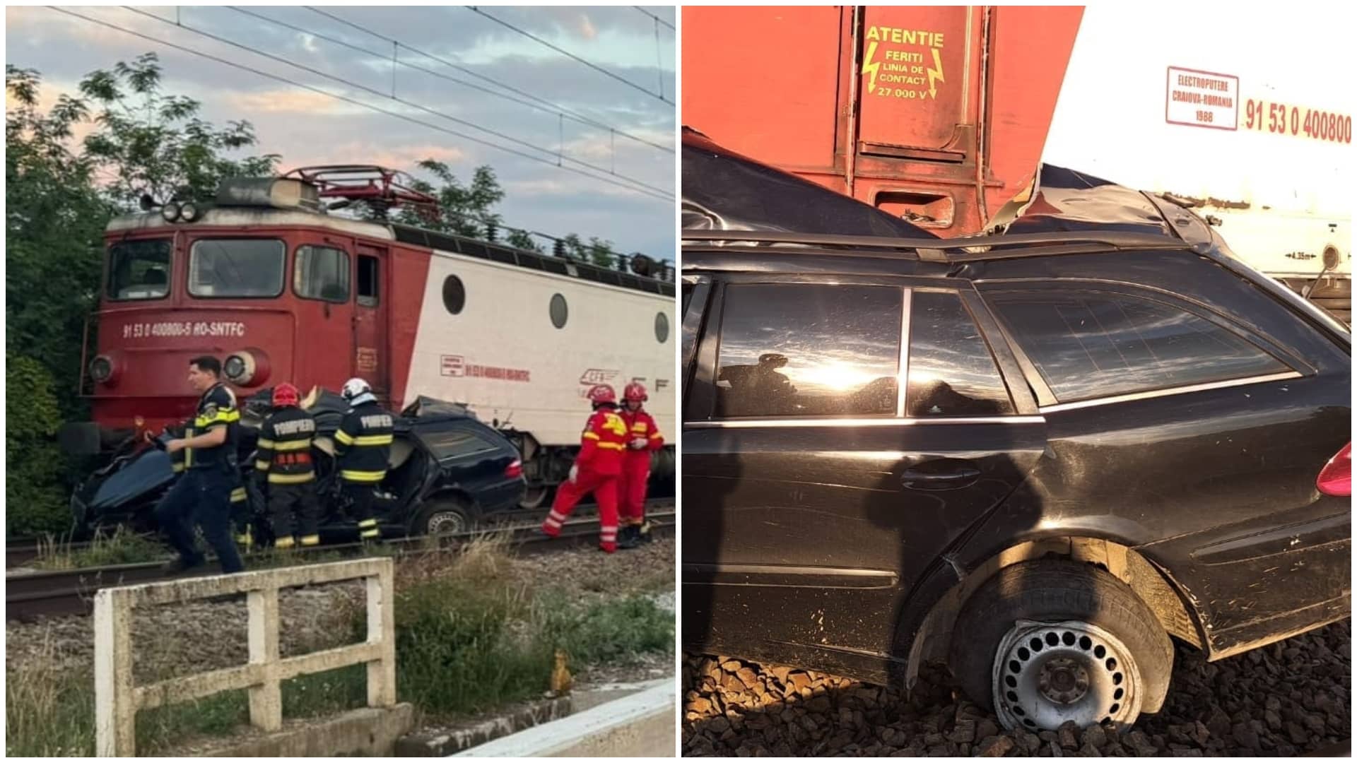 Video. Imagini șocante pe o cale ferată din Suceava. Mașina condusă de un tânăr de 19 ani, spulberată de tren