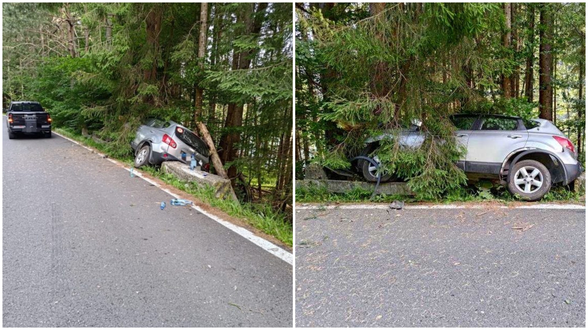 Accident pe Transfăgărășan. Doi copii și mama lor răniți, după ce au intrat cu mașina într-un cap de pod