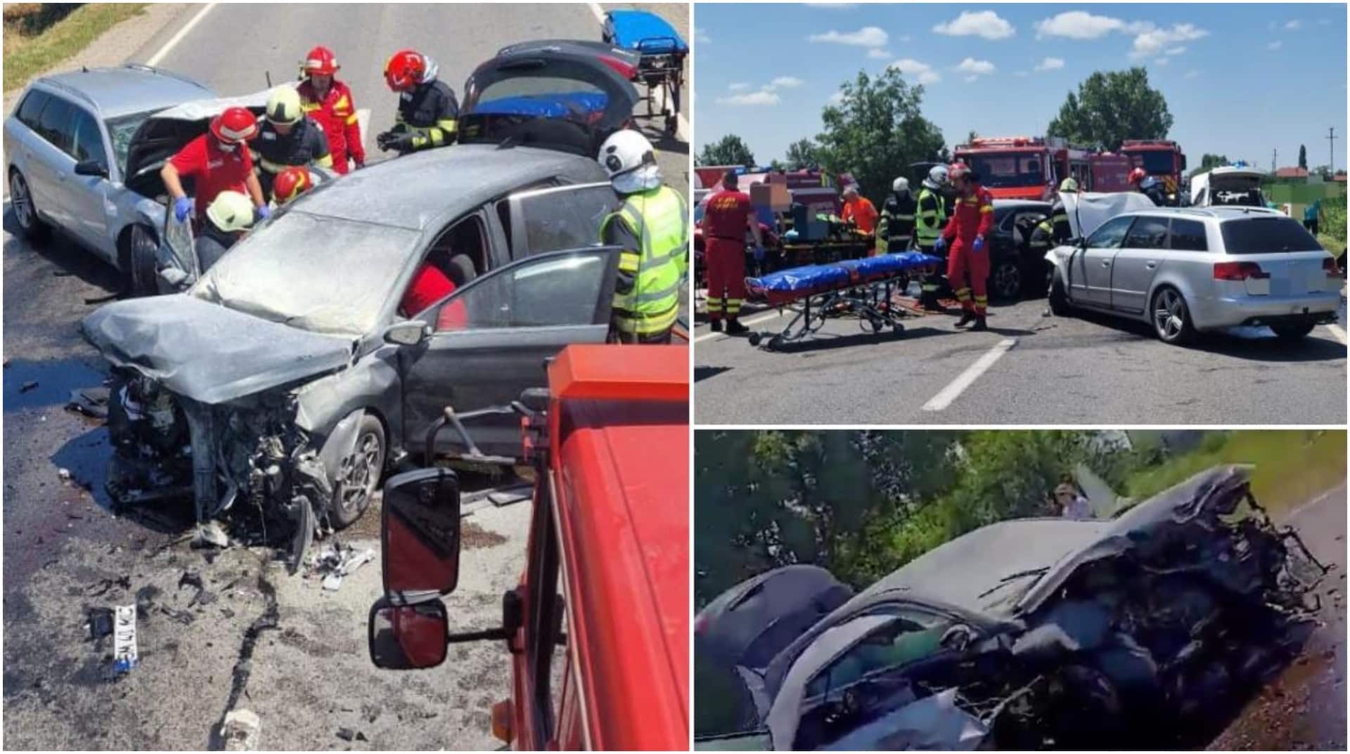 Accident grav după ce trei mașini s-au ciocnit în Satu Mare. Opt persoane au ajuns la spital cu răni grave